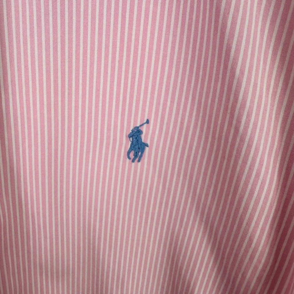 Ralph Lauren Button Up Shirt Mens 16.5 Pink White Striped Cotton Classic‎ Fit - Picture 3 of 8